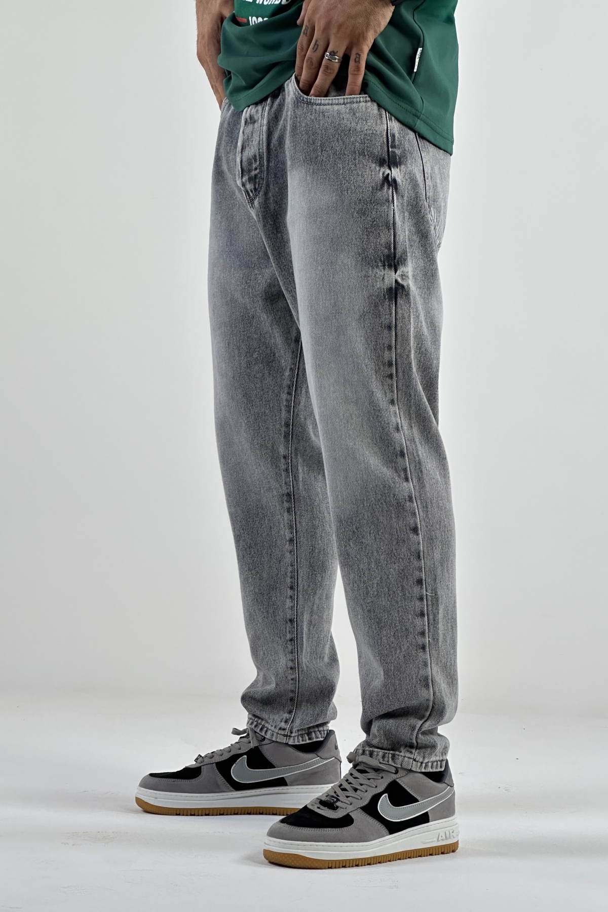 شلوار مام فیت طوسی (7935)