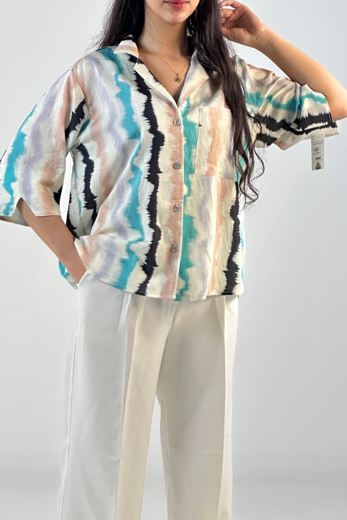 شومیز آبرنگی یقه انگلیسی (7990)