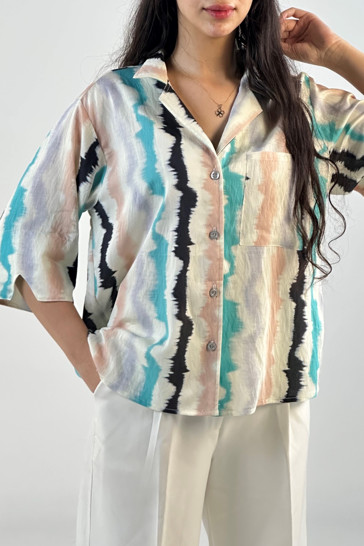 شومیز آبرنگی یقه انگلیسی (7990)