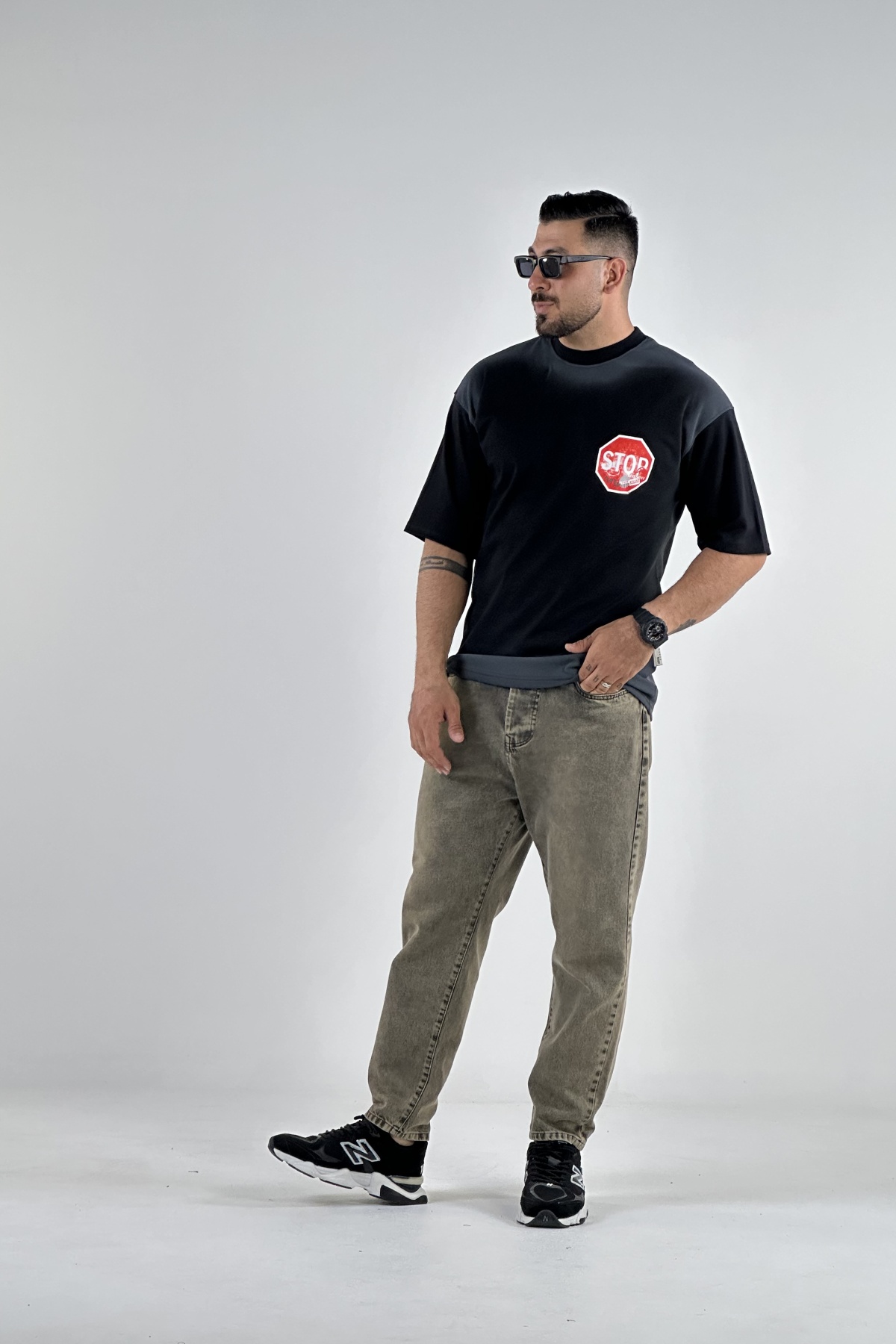 تیشرت چاپ STOP نخ پنبه   (8266)