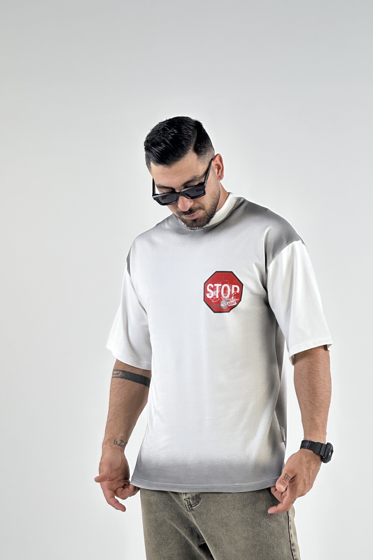 تیشرت چاپ STOP نخ پنبه   (8266)