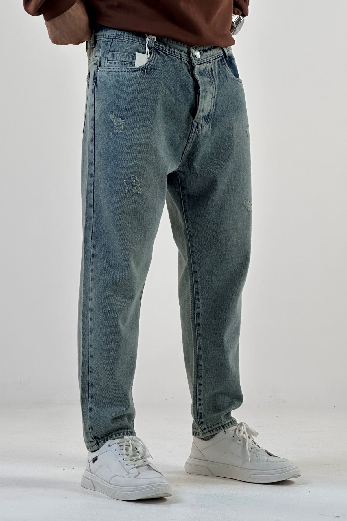 شلوار مام فیت آبی روشن  (8617)