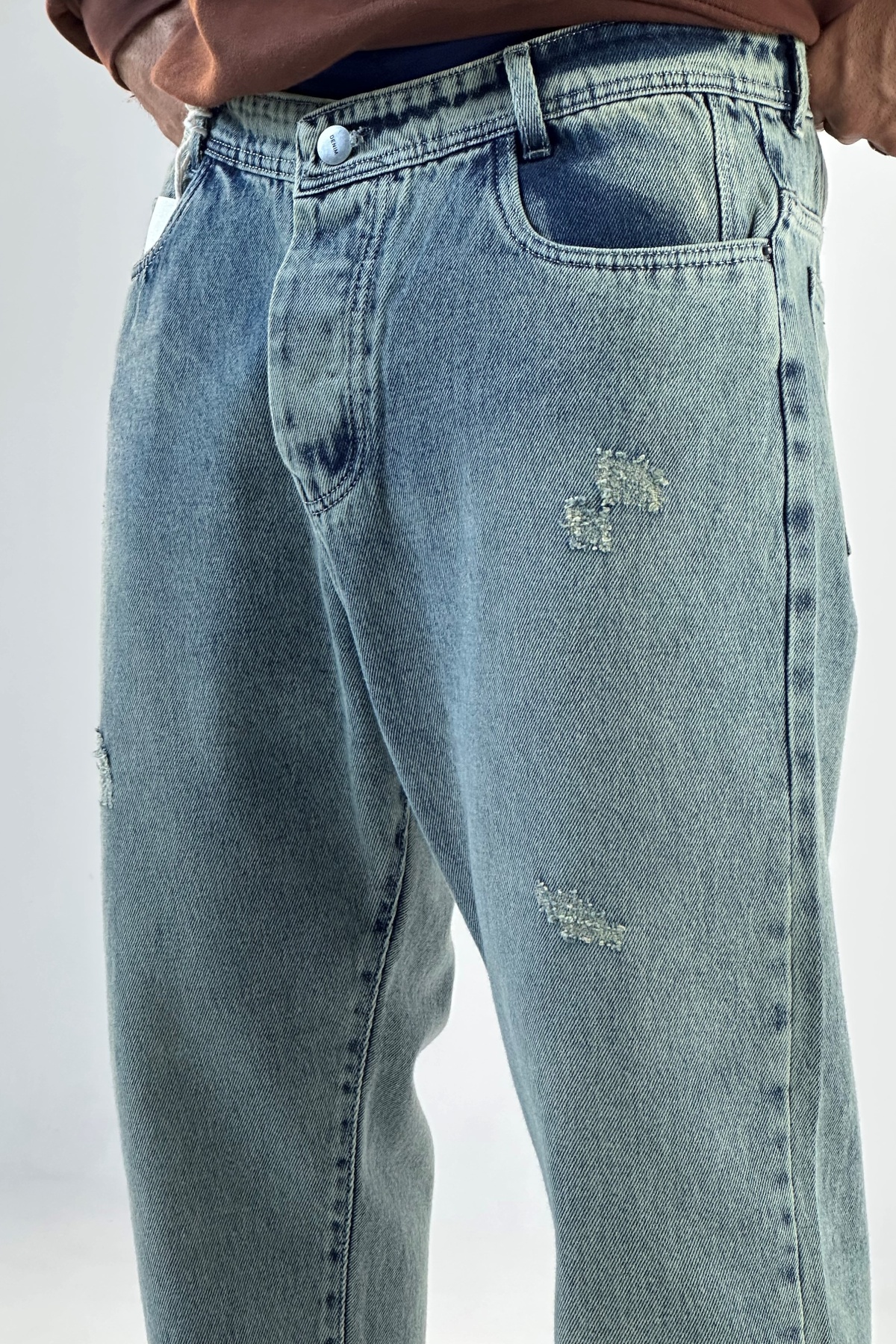 شلوار مام فیت آبی روشن  (8617)