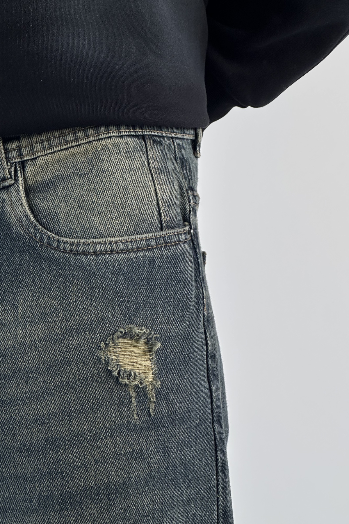 شلوار مام فیت سبزآبی (8614)