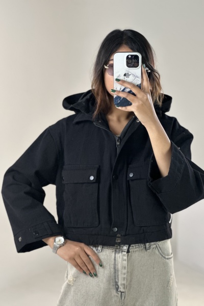 کت کتان کلاه آستردار (9337)