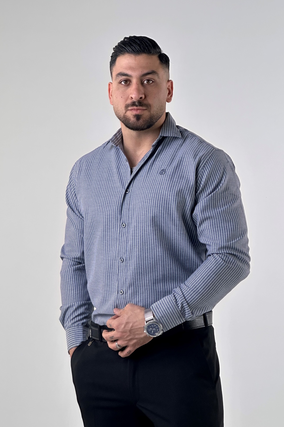 پیراهن راه راه ریز نخی  (9192)