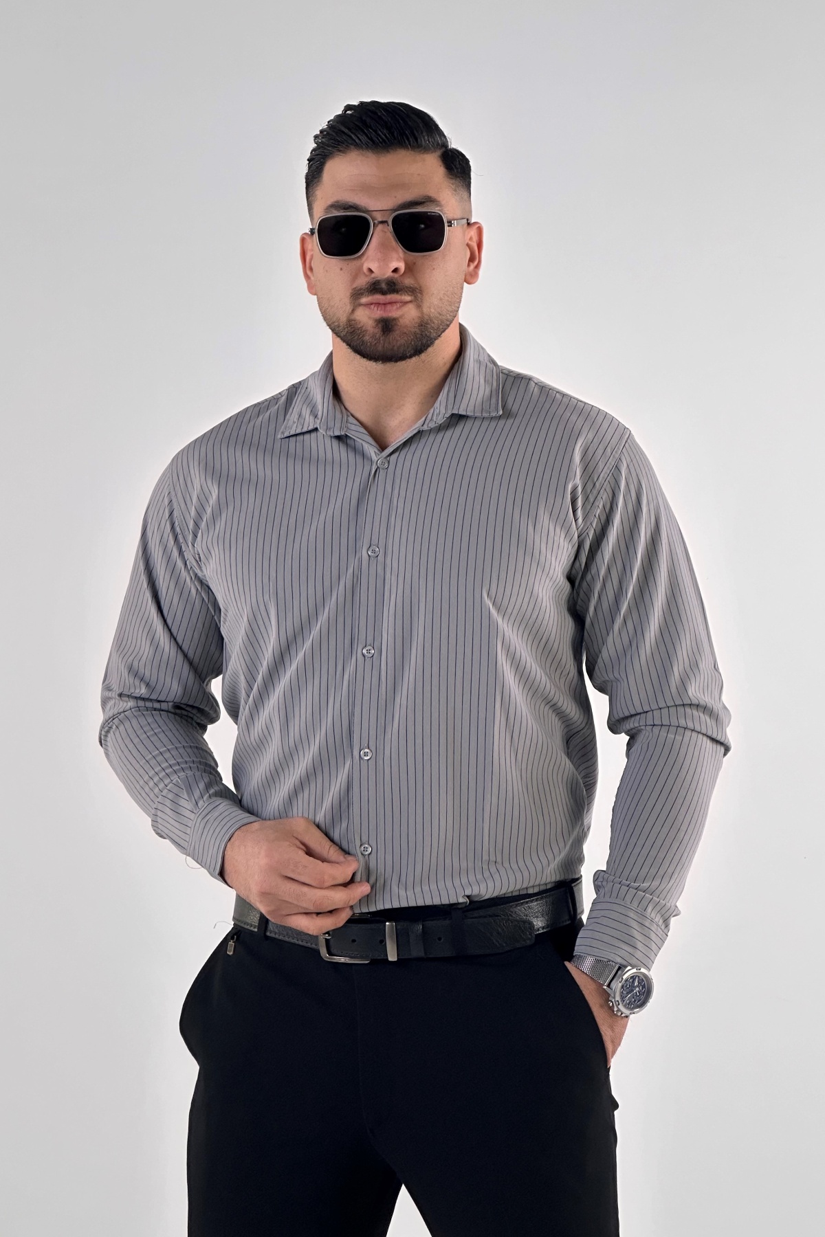 پیراهن راه راه ریز  (9203)